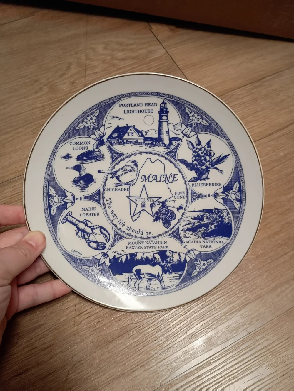Maine Blue and White Decorative Plate
